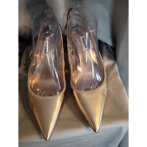 Dune London Heels Gold Slingback Rhinestone Sz 8 Formal Wedding Prom